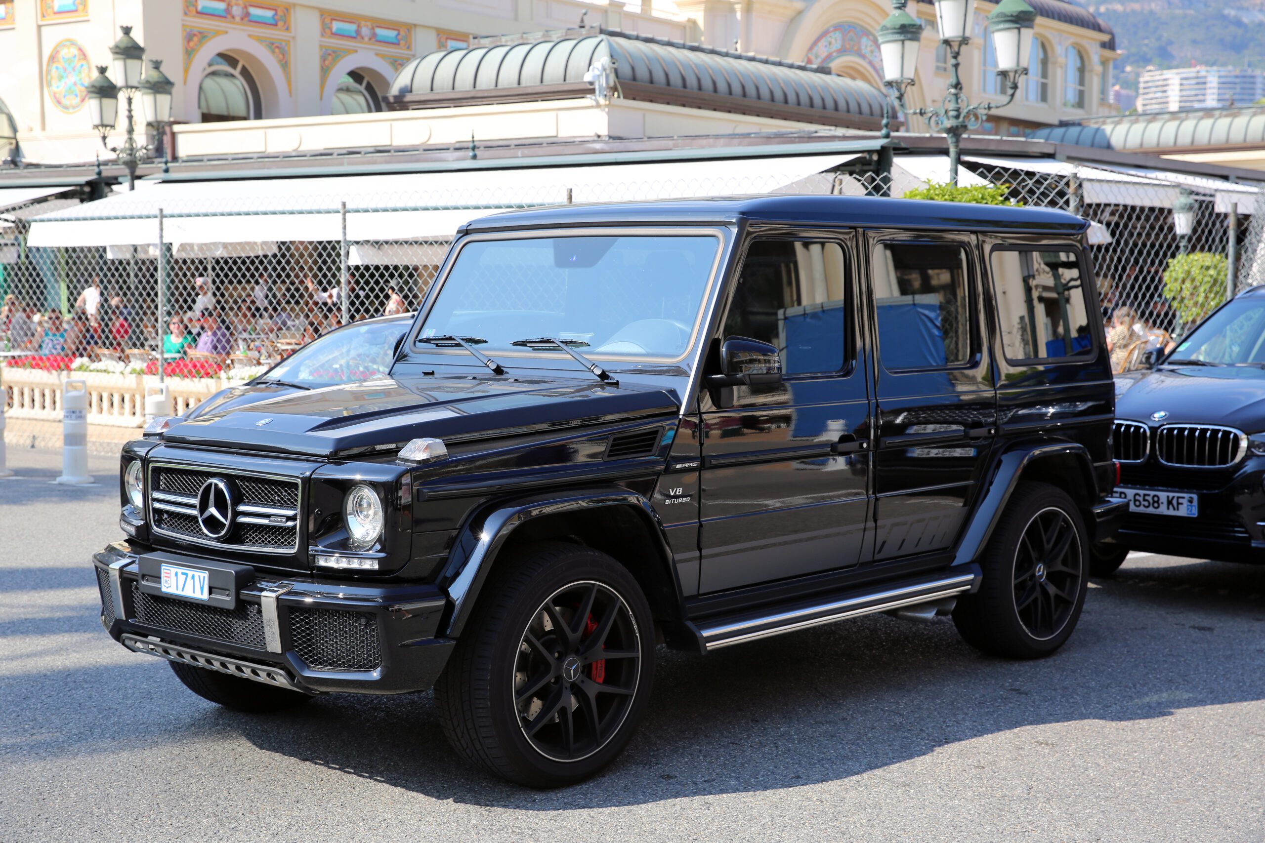 Black Mercedes G-Class SUV parked on street