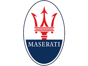 Maserati trident logo inside blue oval emblem