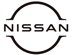 Black Nissan logo on white background