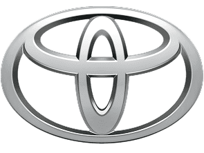 Chrome Toyota emblem on white background